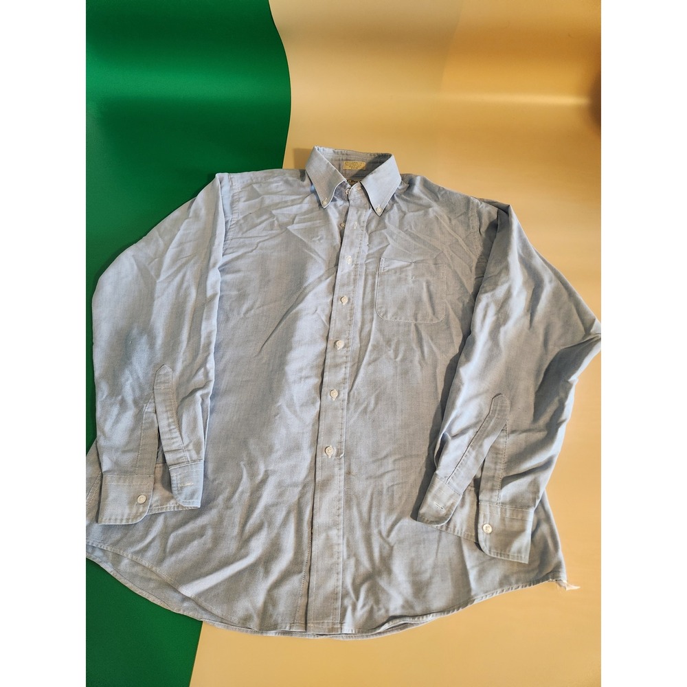 LL Bean Button Down Shirt Mens 16.5-35 Blue Oxford Cloth Vintage USA Made